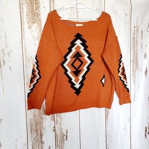 Boho aztec off the shoulder sweater nwt